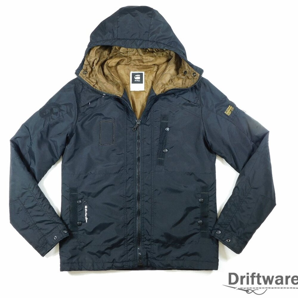 G-STAR RAW Mens Large COURIER RECOLITE Black Hooded Jacket